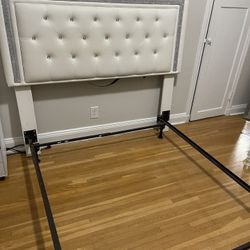White Full Size Bed Frame Plus Headboard