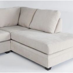 Bonaterra Sand Beige Fabric 127" 2 Piece U-Shaped Sectional with Left Arm Facing Sofa Chaise & Right Arm Facing Corner Chaise