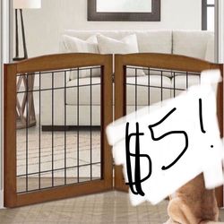 LZRS 2-Panel Freestanding Foldable Wood Dog Gate – Solid Wood & Steel Wire, Chew-Resistant Pet Barrier For Indoor Use, Ideal For Small To Medium Dogs,