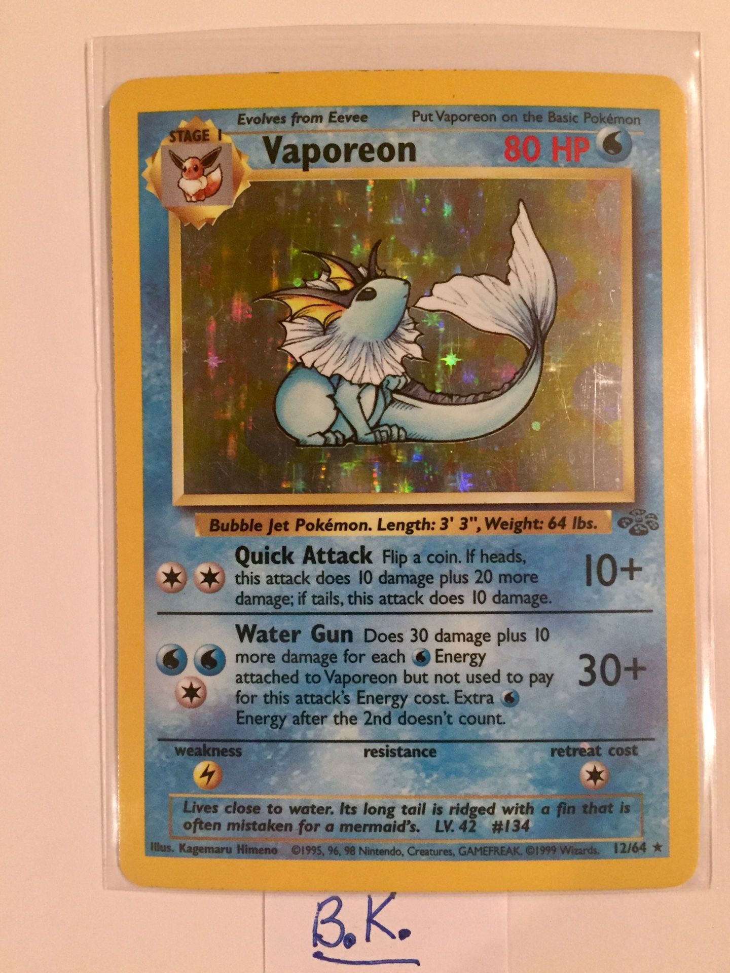 Vaporean Pokemon Card #12/64