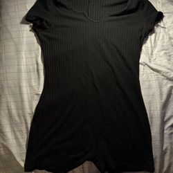Black Ribbed Short Sleeve Bodysuit, size xl 