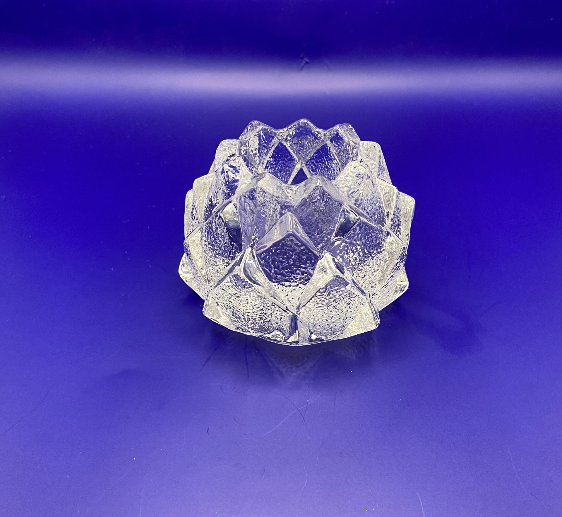Orrefors Sweden Crystal Firefly Artichoke Nimbus Votive Candle Holder Signed “Of” 2.5”Tall