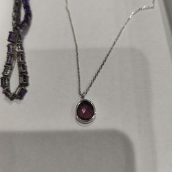 Amethyst Set Necklace, Bracelet and Earrings 