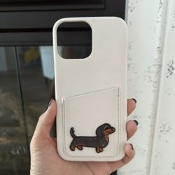 Cute Dachshund iPhone 13 Pro Max White Phone Case with Card Holder