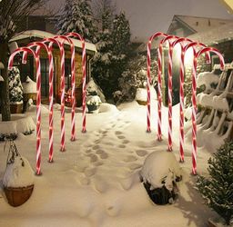 (NEW) 26" Christmas Candy Cane Pathway Markers Lights,18Ft Total Lenghth with 100 Lights, 10 Pack 26 Inch Candy Cane Lights(Red-White) for Christmas D