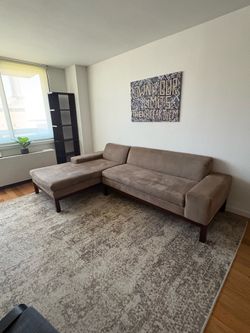 West Elm Beige Microfiber Sectional Sofa
