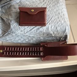 All leather cartridge belt and two cartridge holders