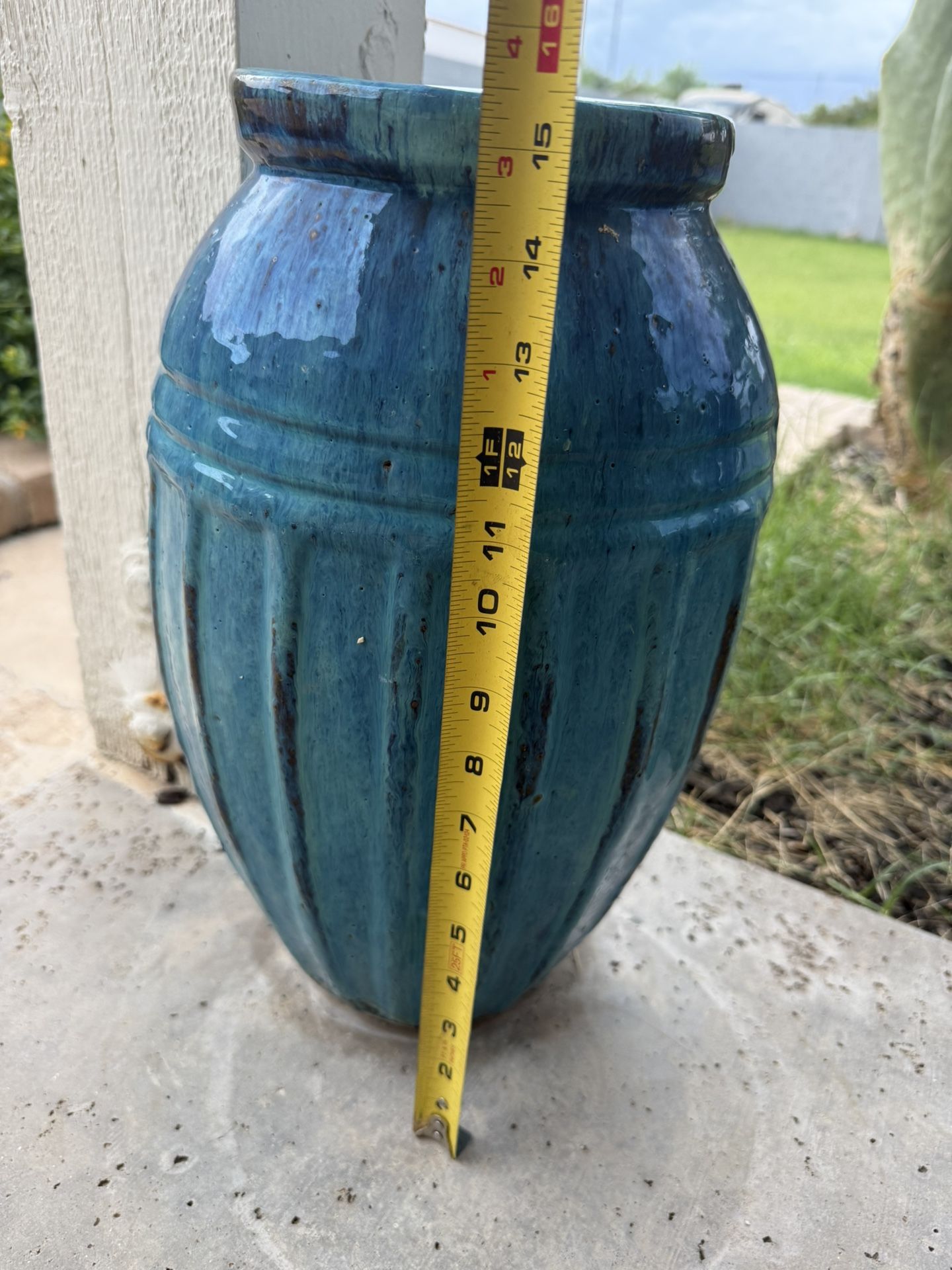 Tall Blue Flower Pot/Vase