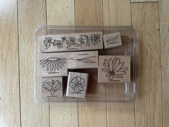 Stampin Up Flowers Bee Leaving Spring Wood Mounted Rubber Stamp 2004 Set Of 9 Stamps