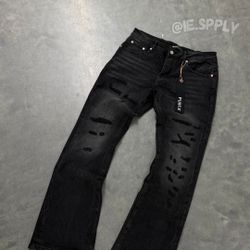 Black Purple Flare Jeans