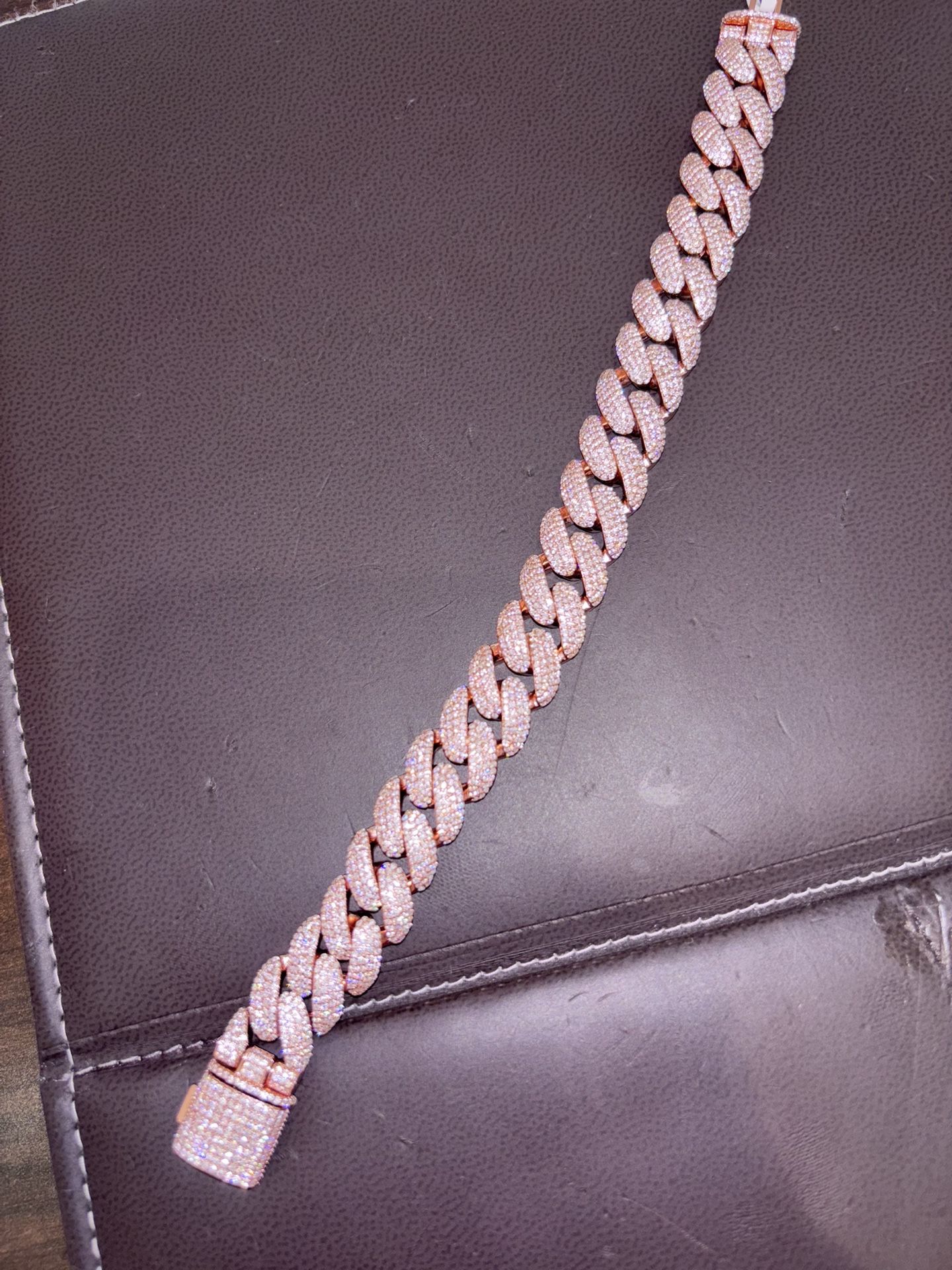 Rose Gold Moissanite Cuban Link Bracelet