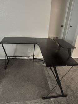 Black L-Shaped Computer Desk, Gaming Desk, Home Office Desk