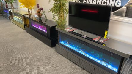 LED Changing Color And Fireplace TV Stands With Wireless Chargers And Bluetooth 25-50% OFF EVERYTHING IN STORE ( Read Description)