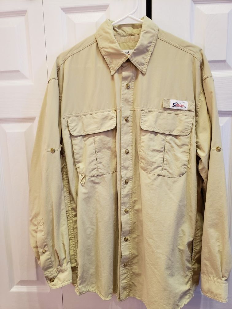 World Wide Sportman fishing boating shirt large - Tan