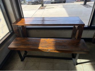 Window Dining Table + Bench Seating - Rustic Wood Restaurant Sets (2 styles available)