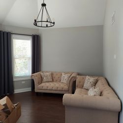 New Living Room Beige Sofa And Love Seat