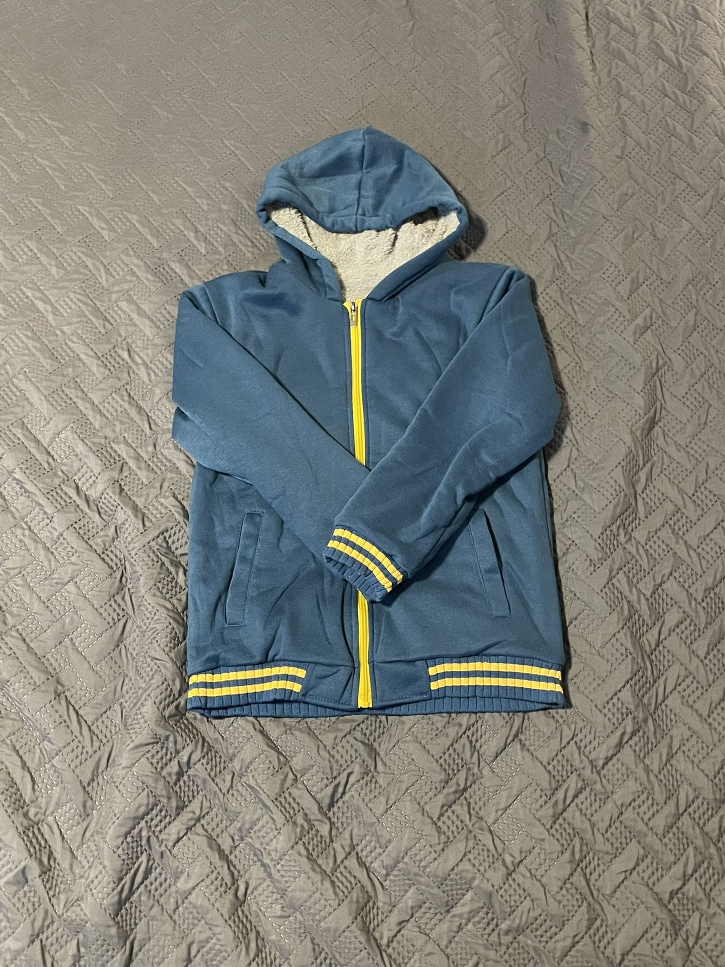 SHEIN Kids Teal Hoodie with Yellow Trim