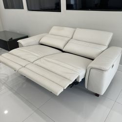 Beautiful White Leather Modern Sofa - 79” x 35” - Originally $4250.   Asking $899