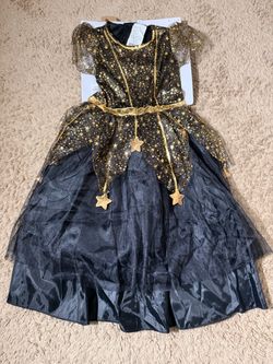 Girls Black and Gold Star Halloween Costume Dress