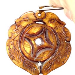 Carved Serpentine Jade Medallion 