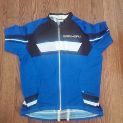 Garneau Cycle Jersey - Bicycle Shirt Size large  Polyester - BIKE - WHITE Black BLUE