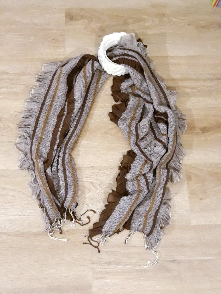 Cejon Brown Stripe Chunky Scarf or Wrap