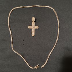  10k. Buggette Tennis Chain Buggette Ring And Cross