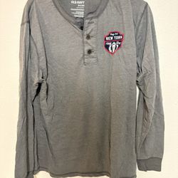 Old Navy Long Sleeve Shirt 1/4 Button Gray XL