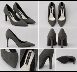 Alice + Olivia Gray Suede Pointed-Toe Pumps