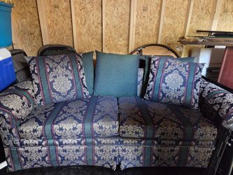 Blue multi colored couch