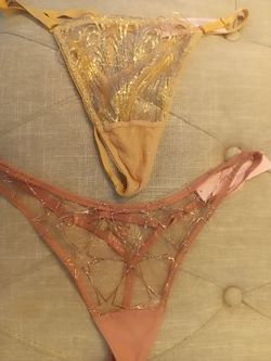 2 Fancy thong panties with jewelry sz. S