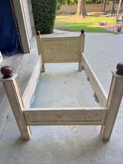 Vintage Twin Bed Frame with Finials