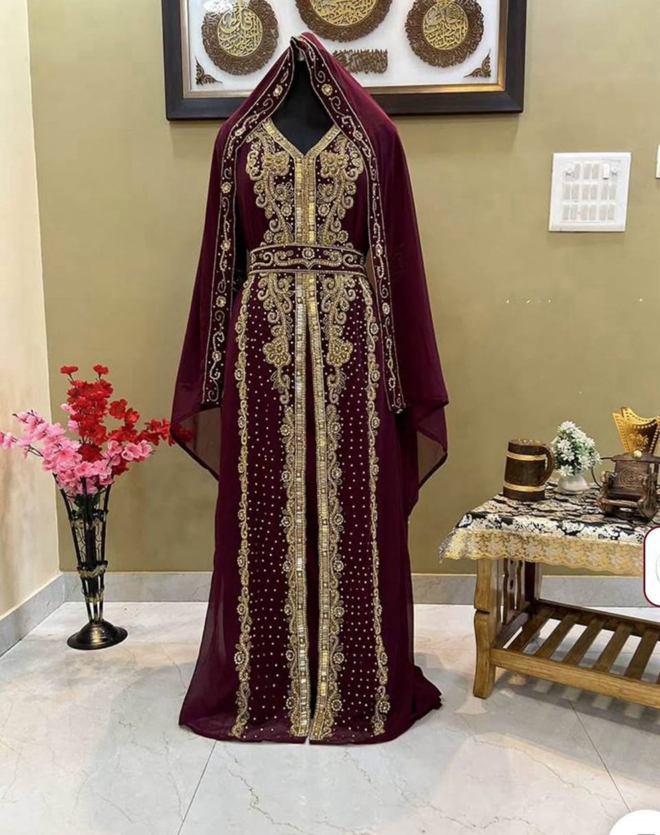 Wine Red Moroccan Kaftan