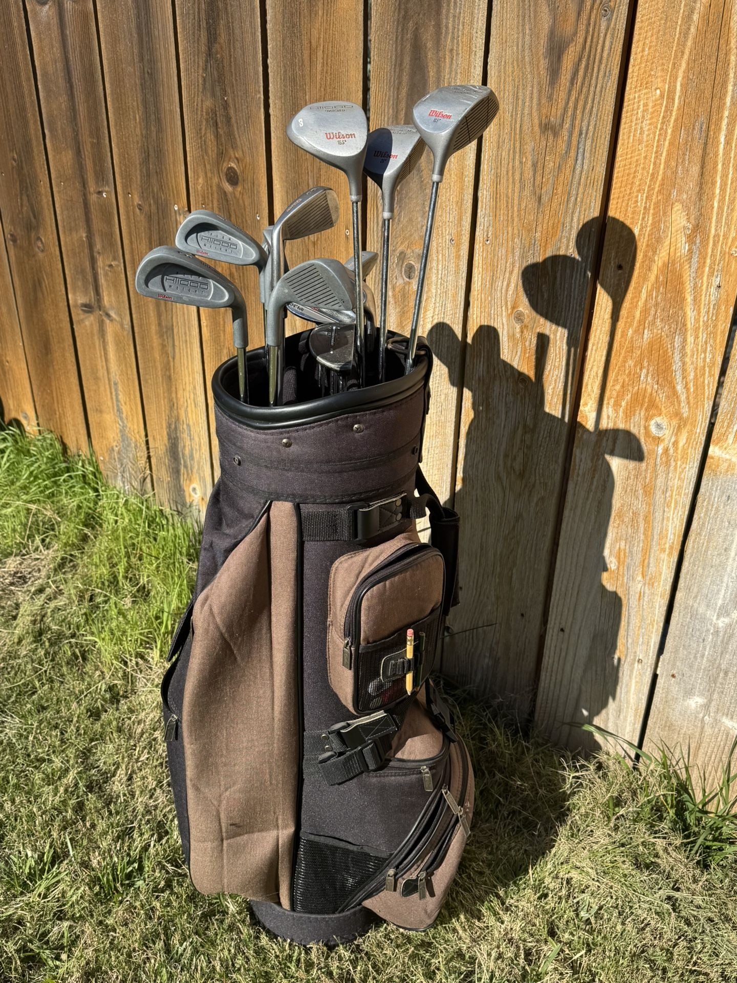 14 Golf Clubs, Bag & Rolling Cart