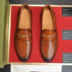 Gucci Brown Leather Shoes New 