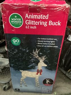 NEW Animated Lighted Christmas Reindeer Yard Decoration