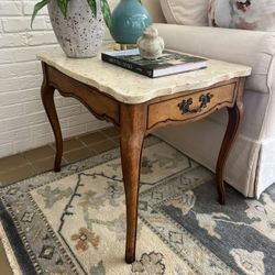 Pair French Marble Top Side Tables