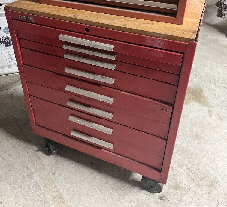 Large Used Classic Kennedy Toolbox With Wood Top