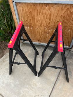Heavy-Duty Folding Sawhorses – Pair – Like New
