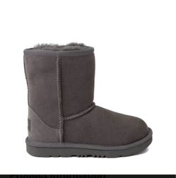 UGG Kids Classic II Gray Suede Lined Shearling Pull-On Boots US 4 1017703K