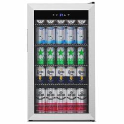 Defective TITTLA 130 Can Beverage Refrigerator with Glass Door,3.2 Cu.ft Wine Coolers,Touch Control Panel On the Glass,Freestanding Mini Fridge,Silver