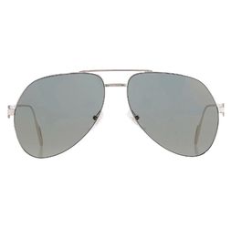 Cartier Aviator Sunglasses Silver Frame Grey Lenses 58-14 CT0110S 017 NEW