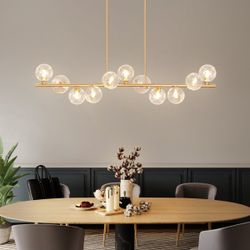 *Brand New* 11-light Gold Sputnik Modern Linear Chandelier