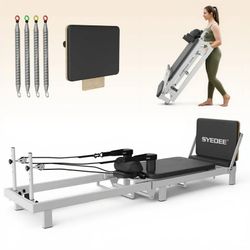 86.6” Foldable Pilates Equipment, Pilates Reformer Machine Suitable For Height Over 5'7 '', Pilates Exercise Equipment with Jump Board For Home Gym, 1