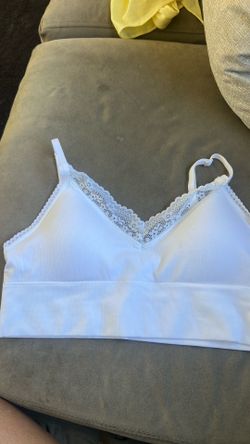 Bralette white with lace  trim new