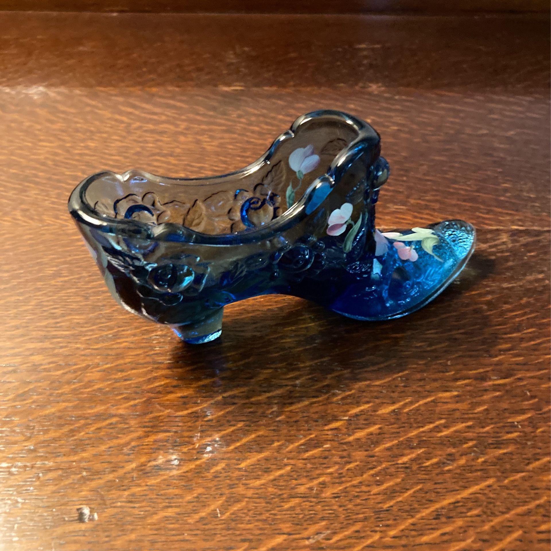 Fenton Signed Glass Shoe