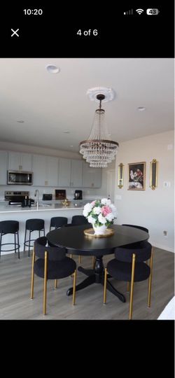 Black Pedestal Extendable Dining Table with leaf extension brand new