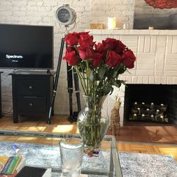 Modern Glass Coffee Table w/ Metal Frame