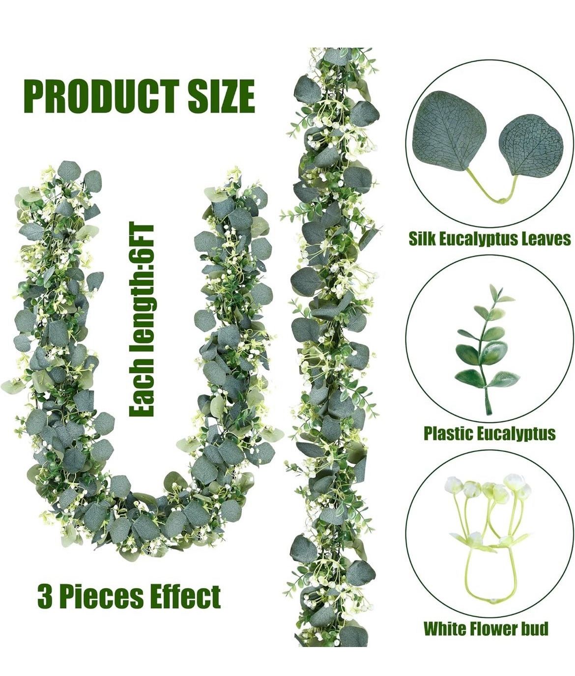 20 Pcs /  Artificial Eucalyptus Leaves DIY Greenery Garland Artificial Plants Vines Fake Flowers Berries Wedding Party Home Decor