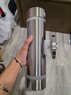 Cerdeco 15" Stainless Steel Modern Porch Light Outdoor Wall Lighting Cylinder Wall Sconce Suitable for Garden & Patio,Nickel Finished[ UL-Listed ]